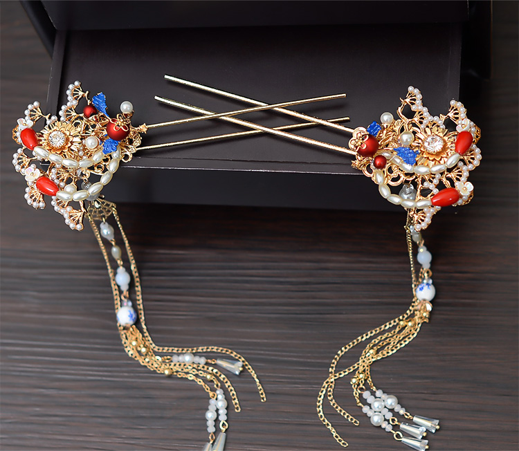 汉服头饰发冠秀禾头饰新娘中式流苏步摇凤冠全套古风发饰结婚配饰发饰