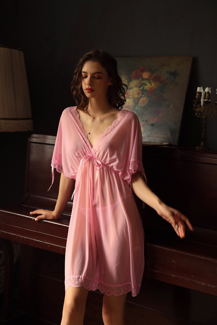 mirza mirror内衣夏私房睡衣女网纱深v性感睡衣免脱情趣