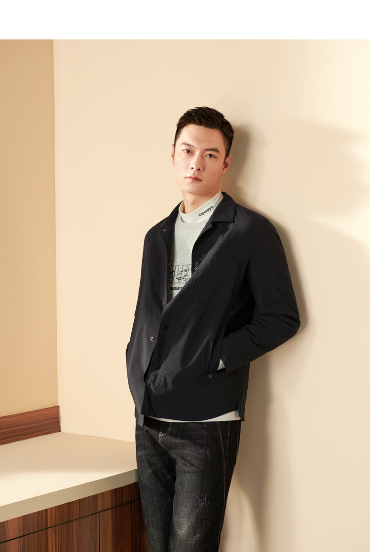 hla海澜之家有型翻领夹克2020秋季新品经典休闲夹克外套男hwjaj3q113a