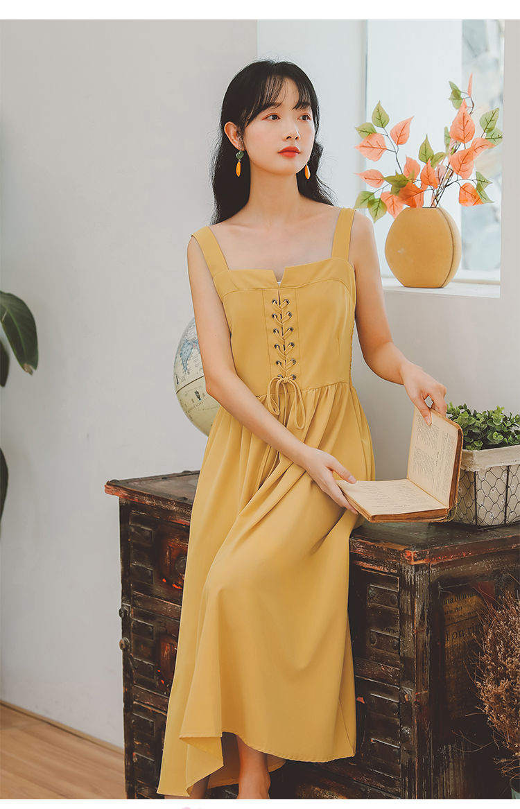 青少女装夏天款式大学生中学生法式显瘦背带吊带连衣裙女装夏季2020年