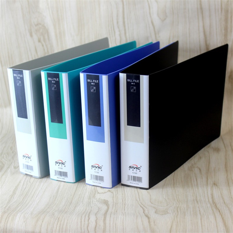 a5横式文件夹打孔夹2孔活页夹票据夹资料夹快递单夹4cm温妤蓝色