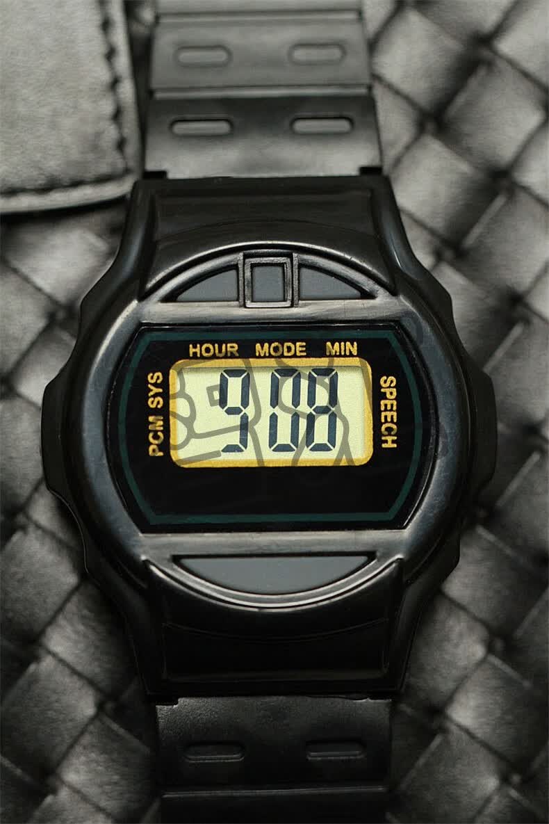 盲人手表 一键整点语音报时手表老人电子表盲人报时表 黑色662 均码