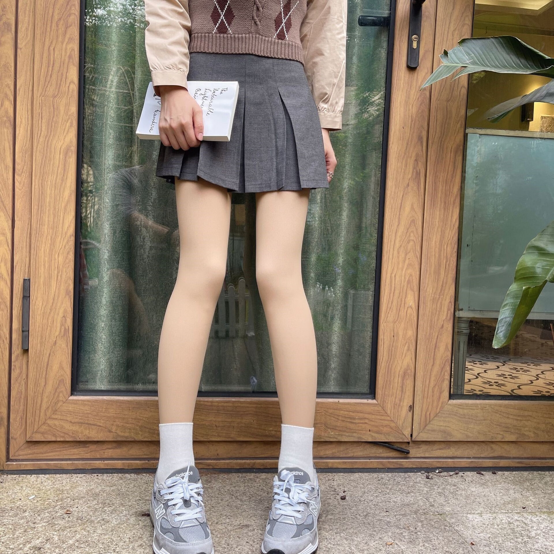 日本觅橘光腿神器女秋冬双层可替换加绒加厚肉色逼真打底光腿 自然肤