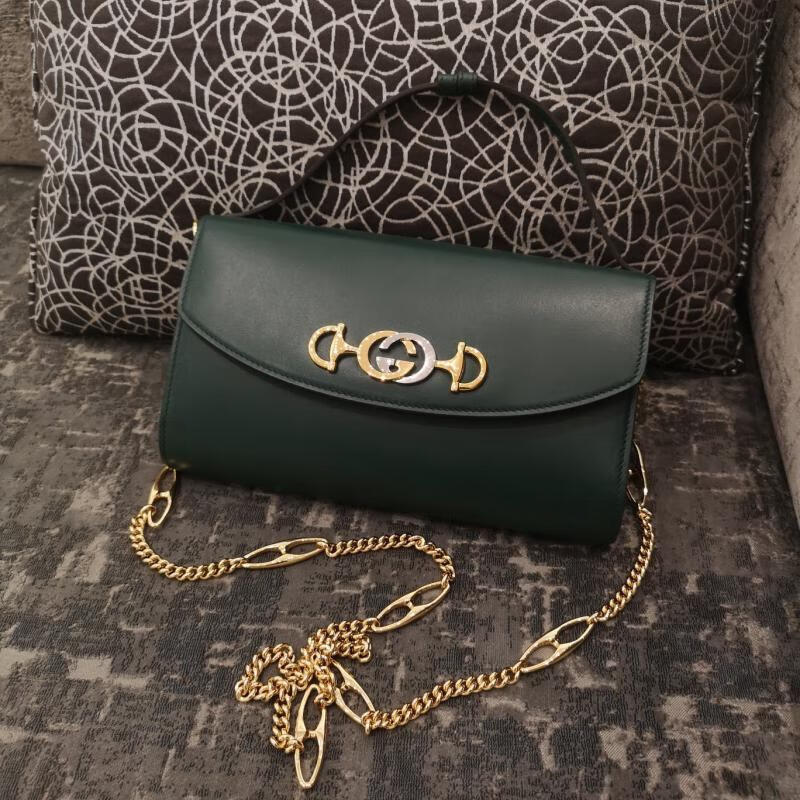 古驰gucci 斜挎包女士奢侈品绿色zumi皮革小号单肩包 3154 uni【图片