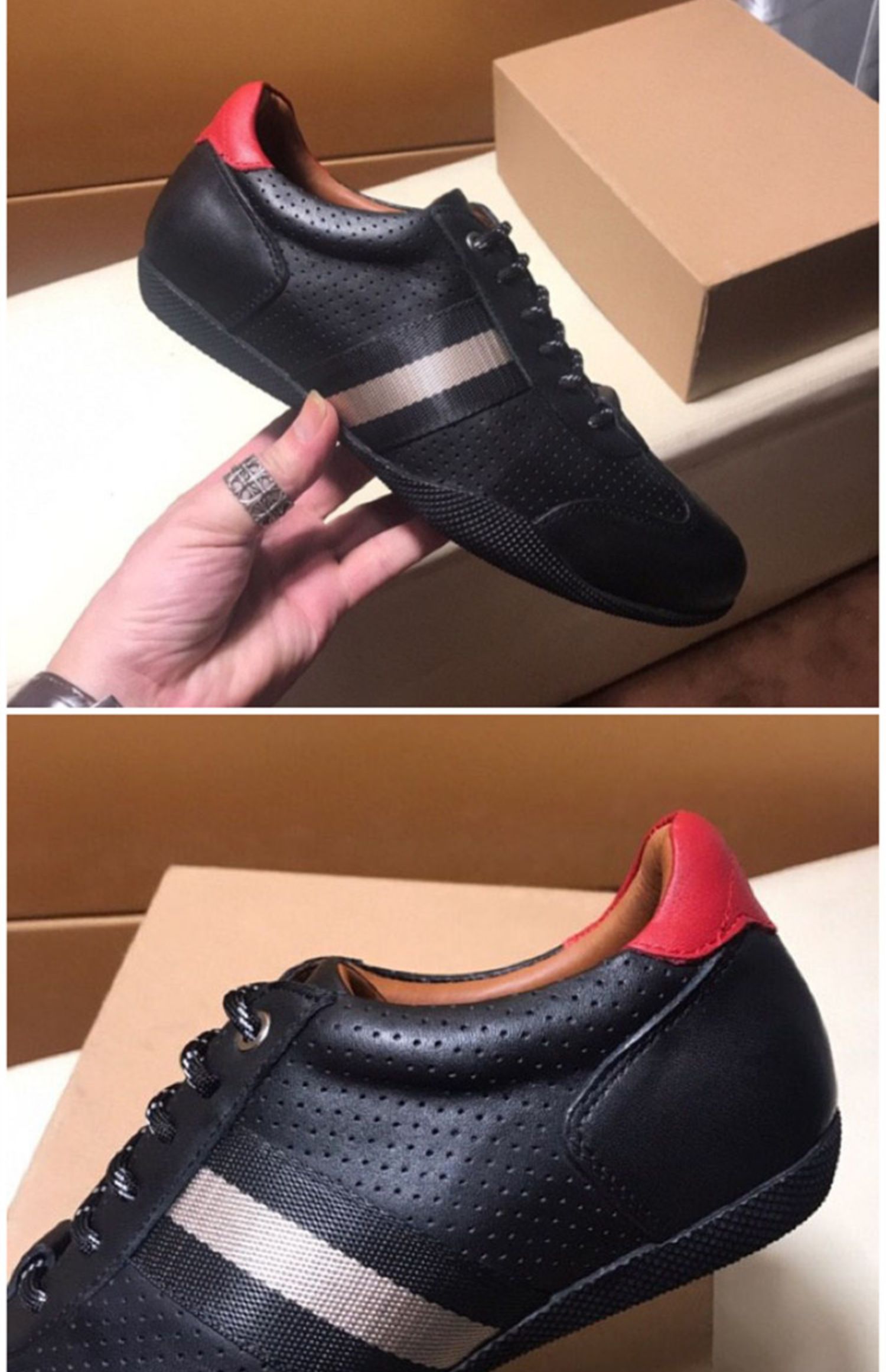 酷驰酷奇双g国际品牌品欧尚皮鞋商务高端酷奇男鞋 白红尾 38【图片