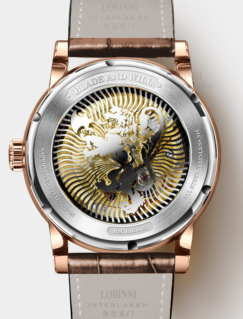 【品质京选】罗宾尼(lobinni)手表男士时尚商务休闲全自动机械表 防水