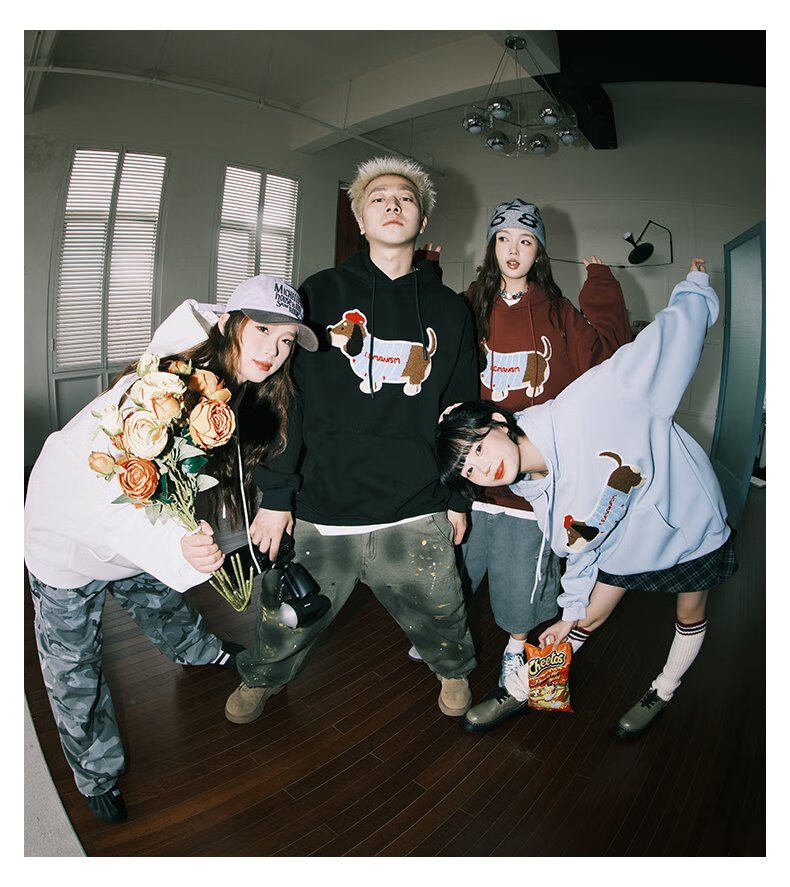 LEMANISM Sweatshirt for Men, Sausage Dog 2025 Spring And Autumn Long-Sleeve T-Shirt, Hooded Pullover, Loose-Fitting Couple's Jacket for Wome 2