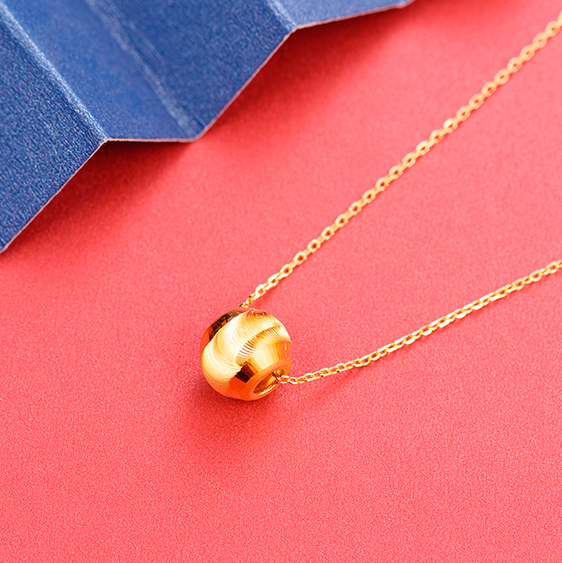 999足金猫眼黄金吊坠女金珠子转运珠3d硬金圆珠金散珠金项链 6mm猫眼