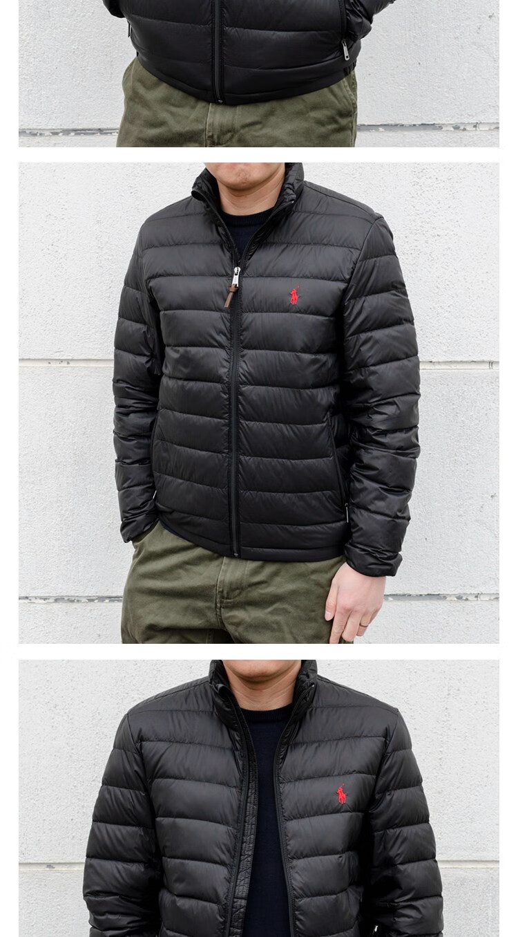 美国polo ralph lauren 男拉夫劳伦小马标立领羽绒服 黑色 小红马 xl