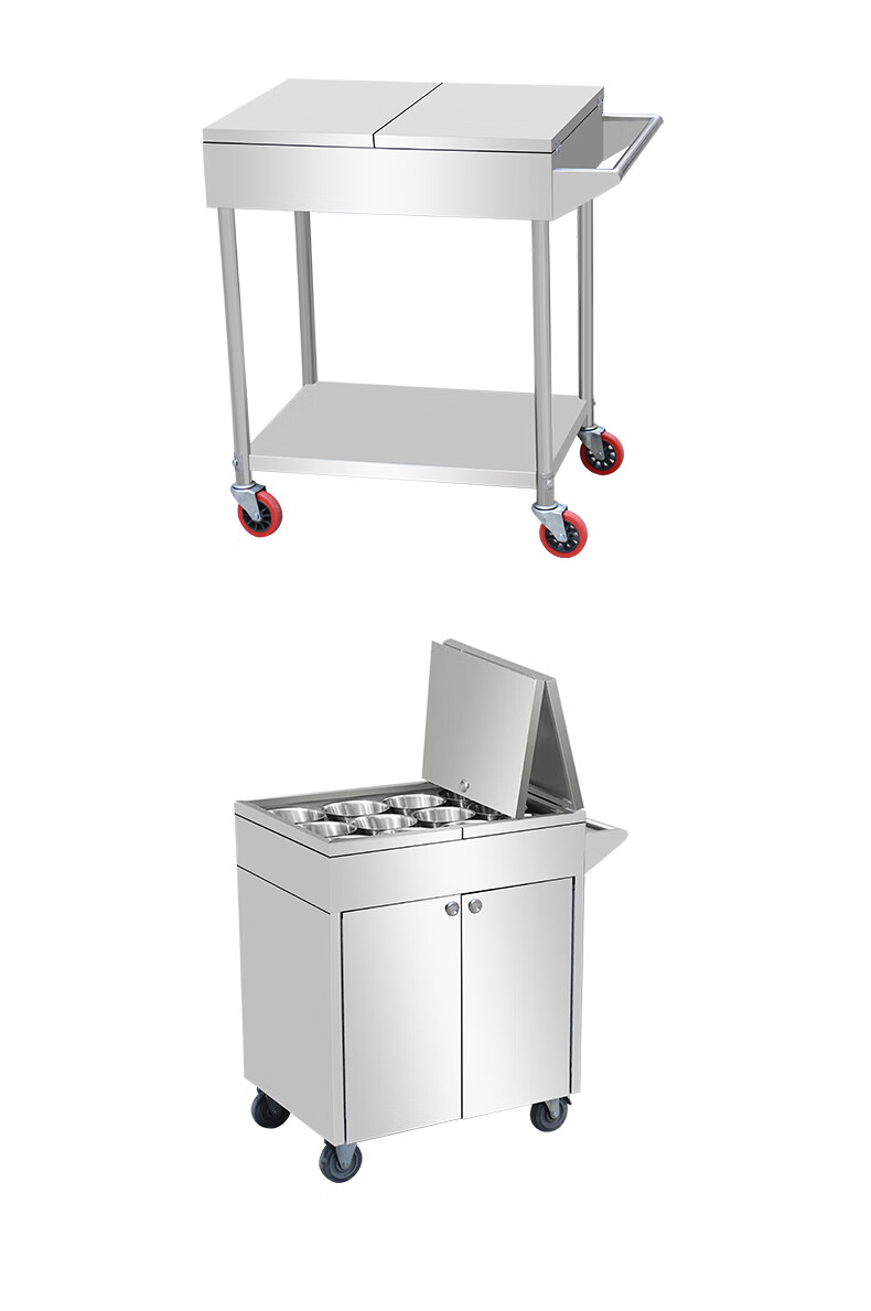 不锈钢调料车商用厨房调味车冰凉粉车焊接调料台移动餐车手推车普通款