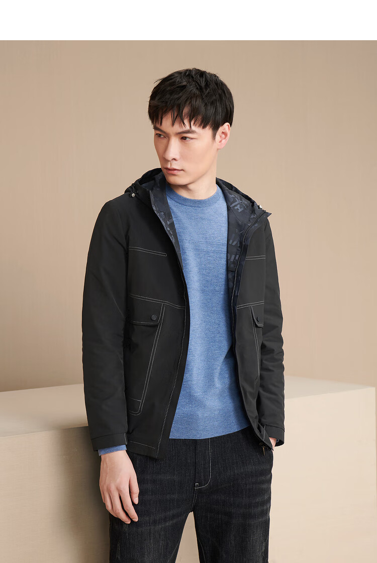 hla海澜之家夹克男休闲长袖连帽双面穿2020秋季时尚舒适开衫外套hwjad