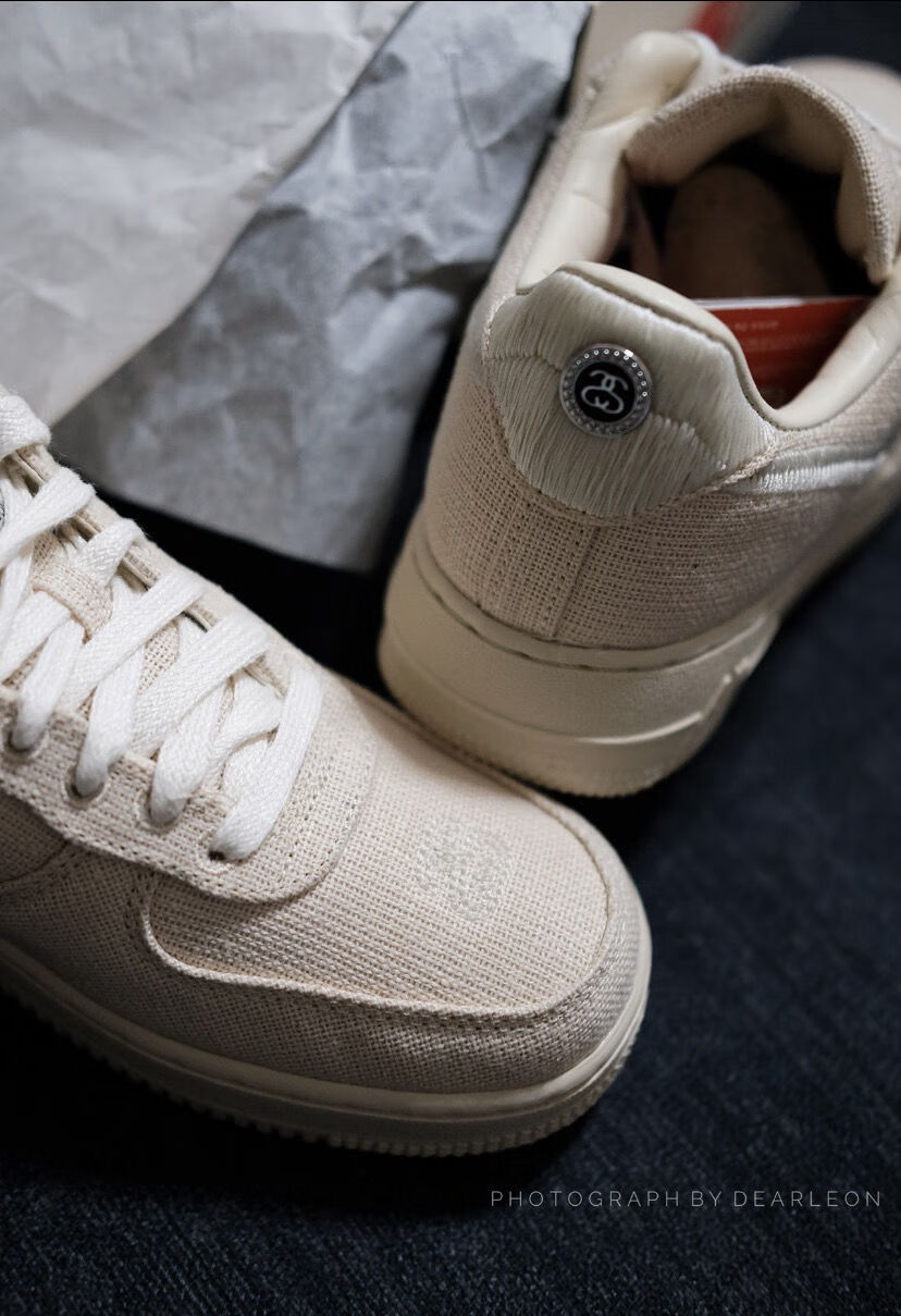 带气垫空军一号af1斯图西联名款编织刺绣低帮秋冬休闲板鞋斯图西黑色