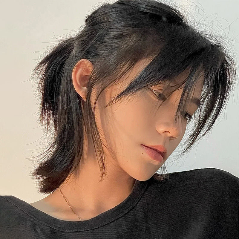 狼尾假头男日系鲻鱼头fa型蓬松自然男生短头武士头逼真cos全夹子 奶奶