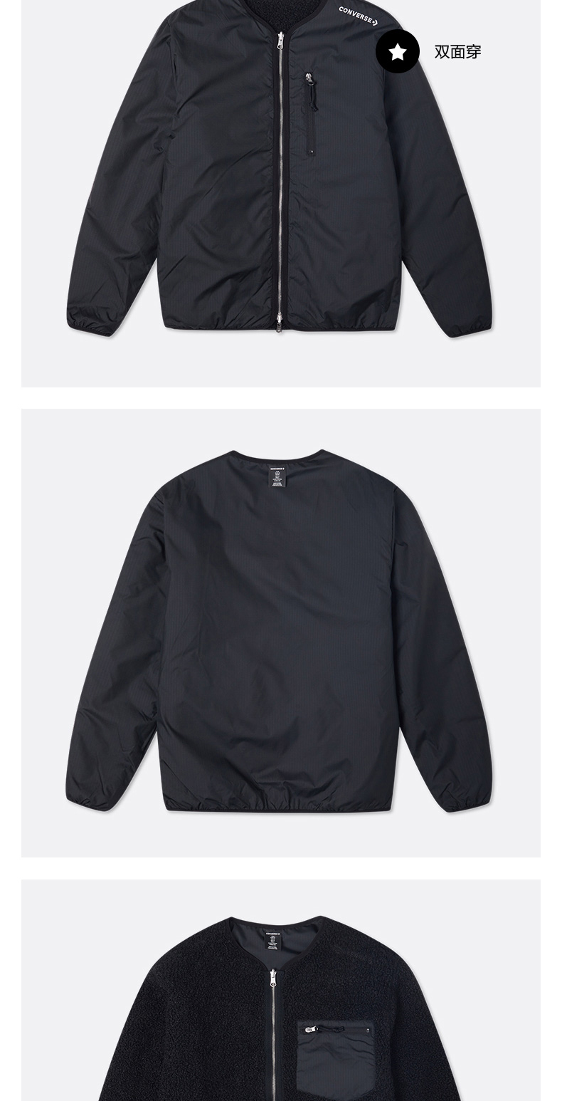 converse匡威外套情侣装2021秋冬新款摇粒绒男女两面穿夹克休闲运动服