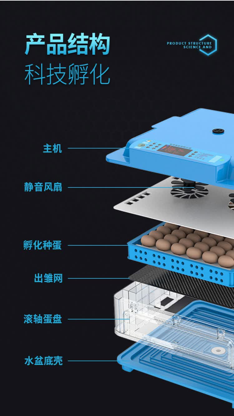 孵化机小型全自动家用型孵化器智能孵小鸡的机器水床孵蛋器孵化箱256