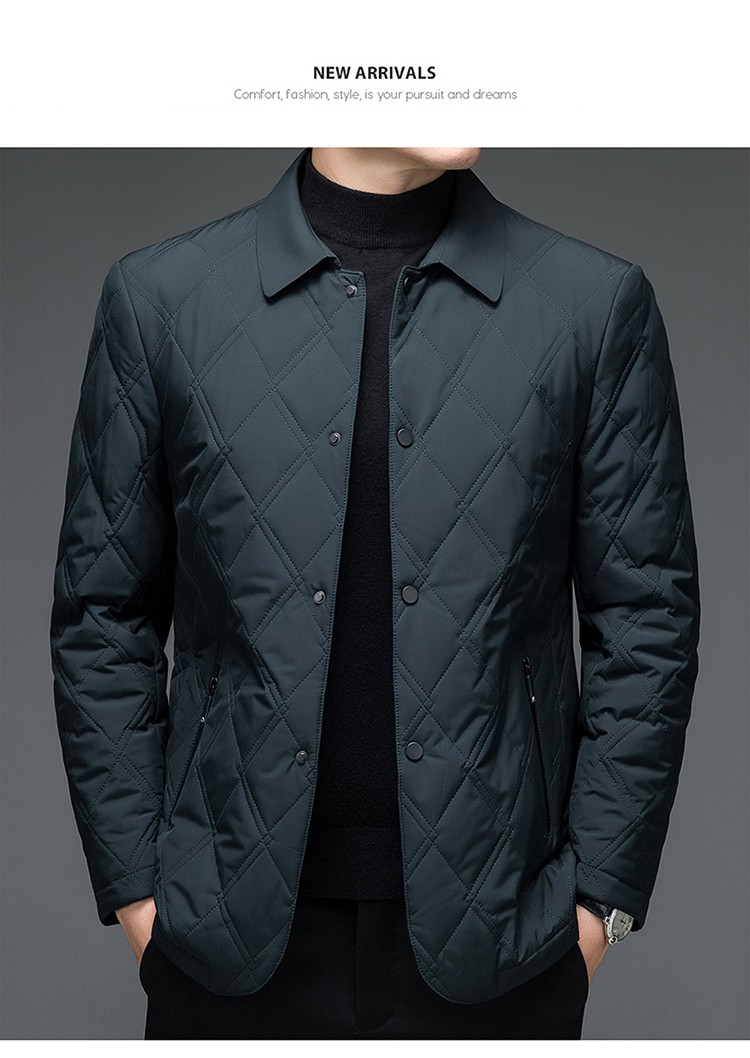 中中年男装外套冬季男士纯色棉服小清新翻领棉衣男薄款棉袄中中年爸爸
