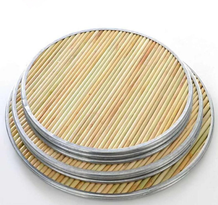 铁边金属包边双面高粱杆盖垫圆形盖帘放饺子篦子包子饺子托盘盖垫锅盖