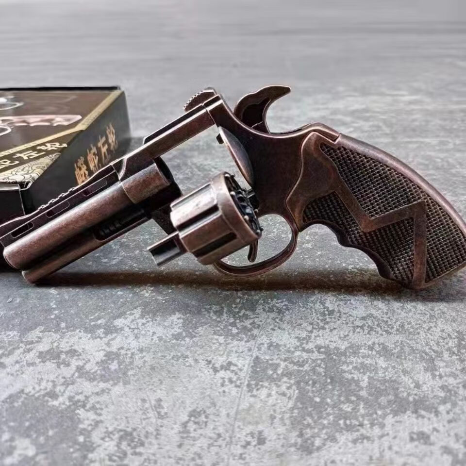 金属左轮枪炮子砸纸炮抢侧开左轮响炮枪打响玩具枪咂炮枪火炮枪怀旧