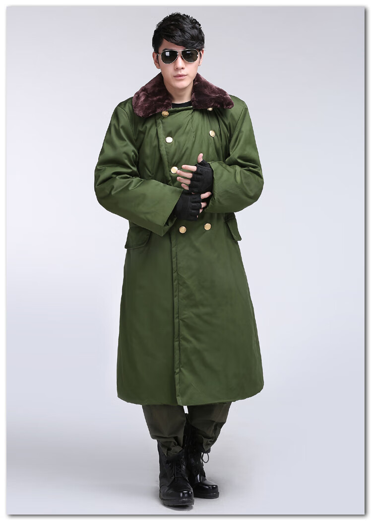 棉大衣男冬季长款防寒加长款东北劳保绿棉袄保安棉服大棉衣 极地米白