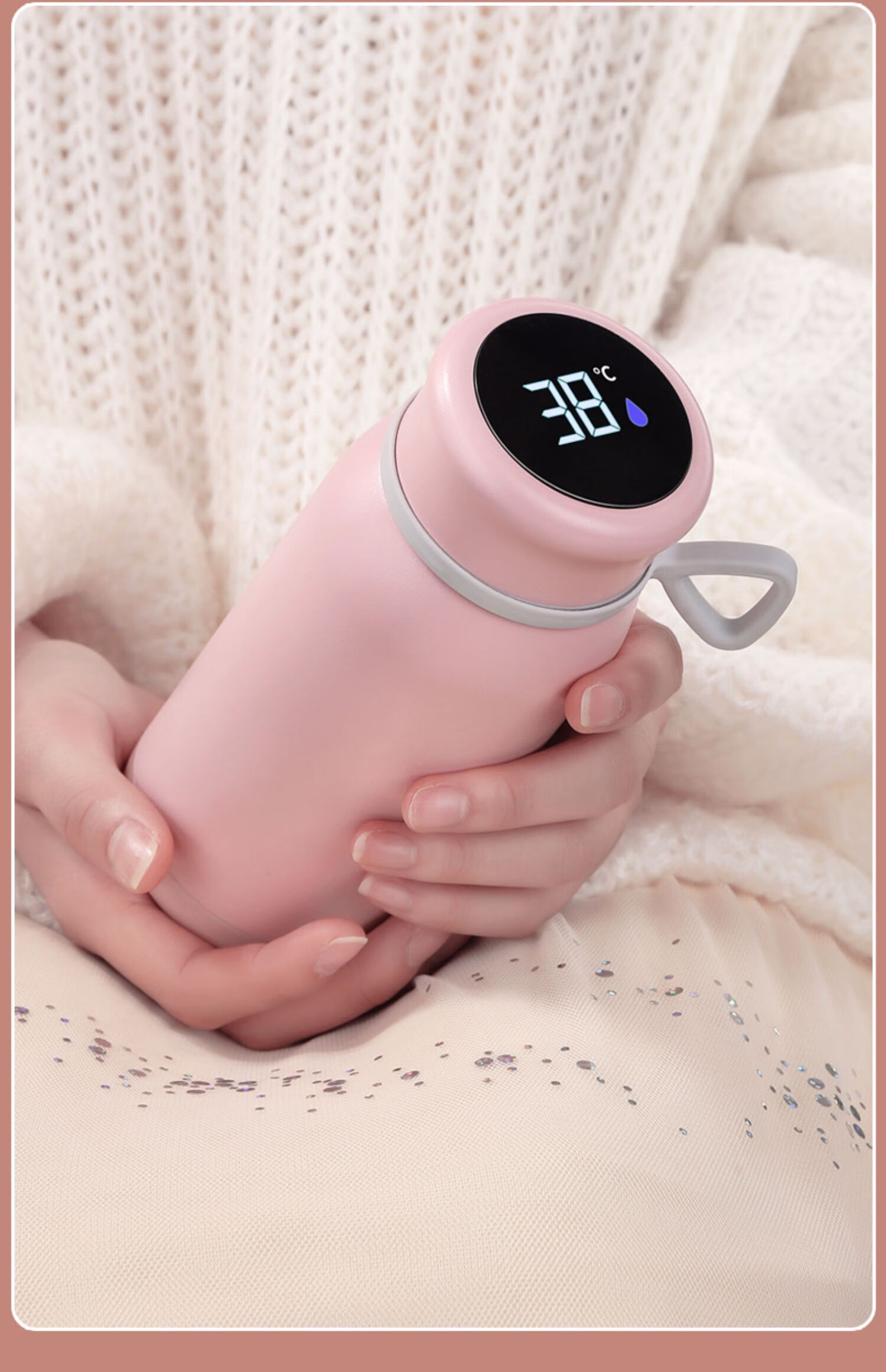 可以暖手的保温杯暖手杯摇摇热保温水杯女便携带usb充电加热捂手杯子