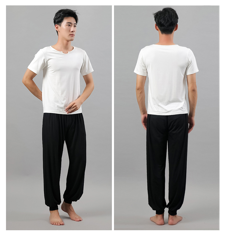 偷伽俞加服男士春夏宽松黑色太极服装练功裤男家居功夫瑜伽灯笼长裤