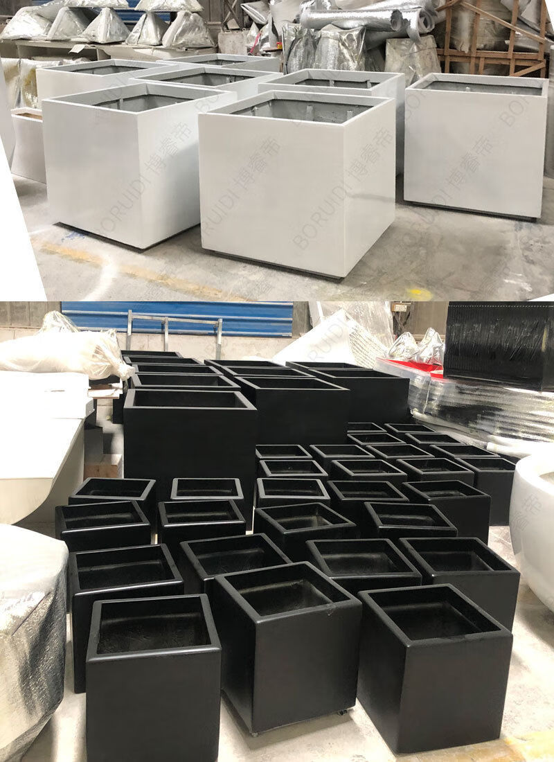 玻璃钢正方形花箱厂家大号异形树脂种植箱定制户外道路景观花盆505050
