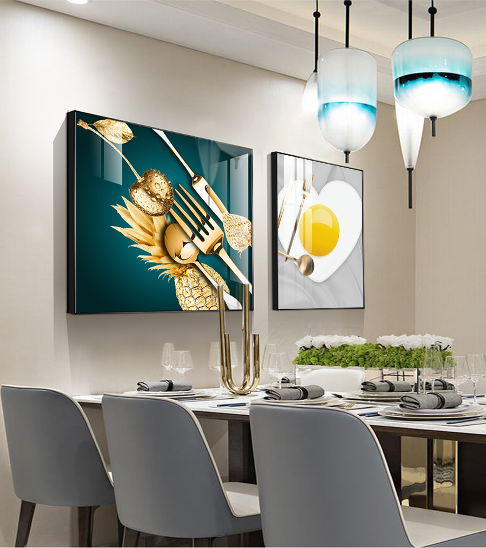 瑞尚餐厅装饰画现代简约大气轻奢创意组合北欧风饭厅厨房壁画现代餐桌