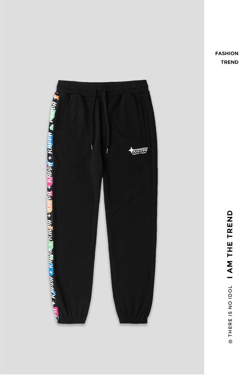 kappa卡帕串标运动裤男针织长裤黑色休闲裤收口卫裤k0c12ak08d黑色990