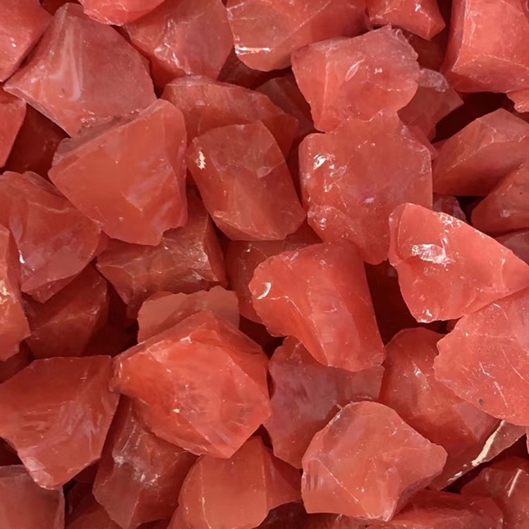 西瓜晶原石红色熔炼石水晶矿石扩香石摆件鱼缸花盆造景装饰石头500g24