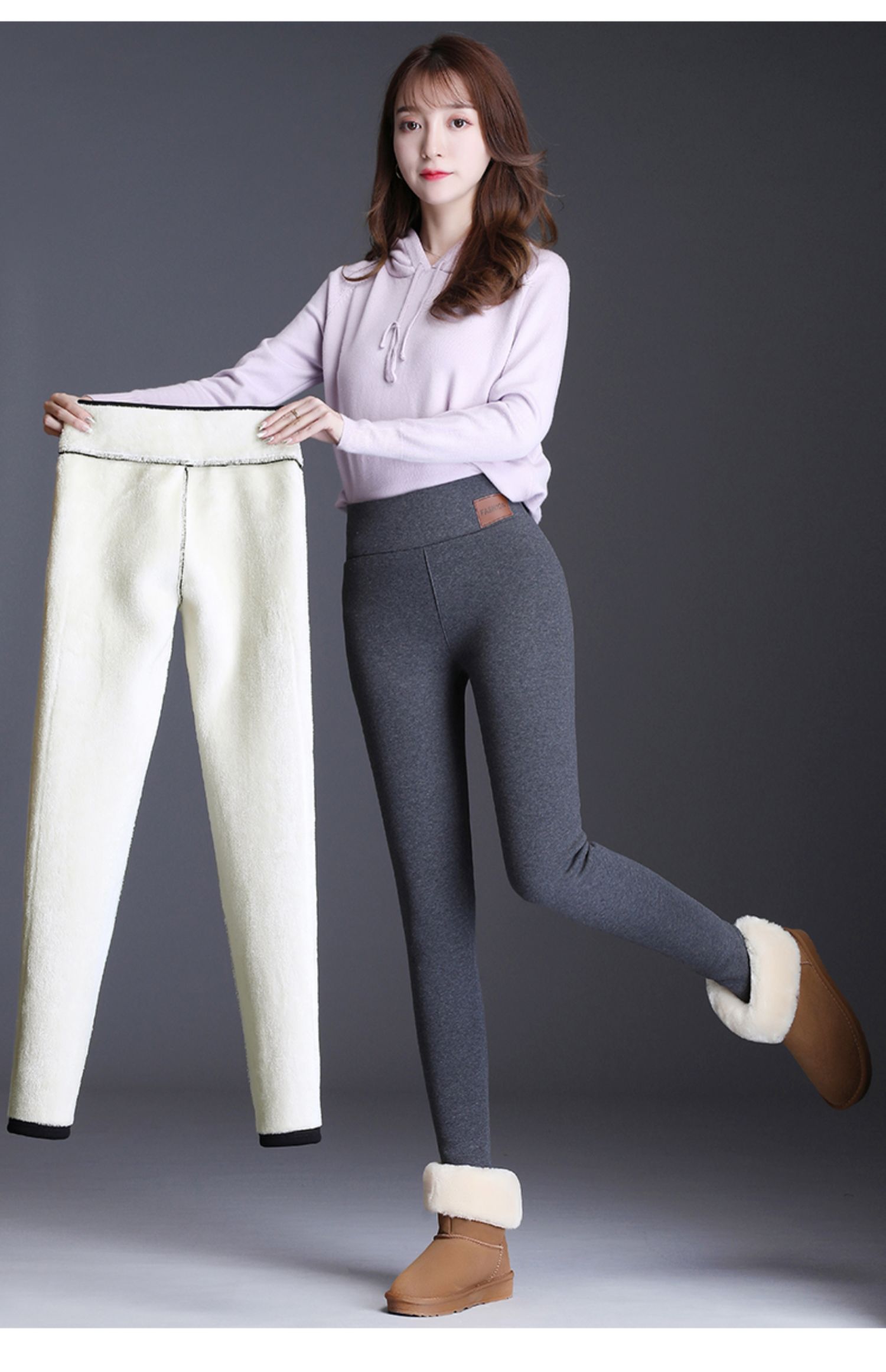 南极人品牌新款超厚羊羔绒一体裤打底裤女外穿秋冬加绒保暖棉裤大码胖