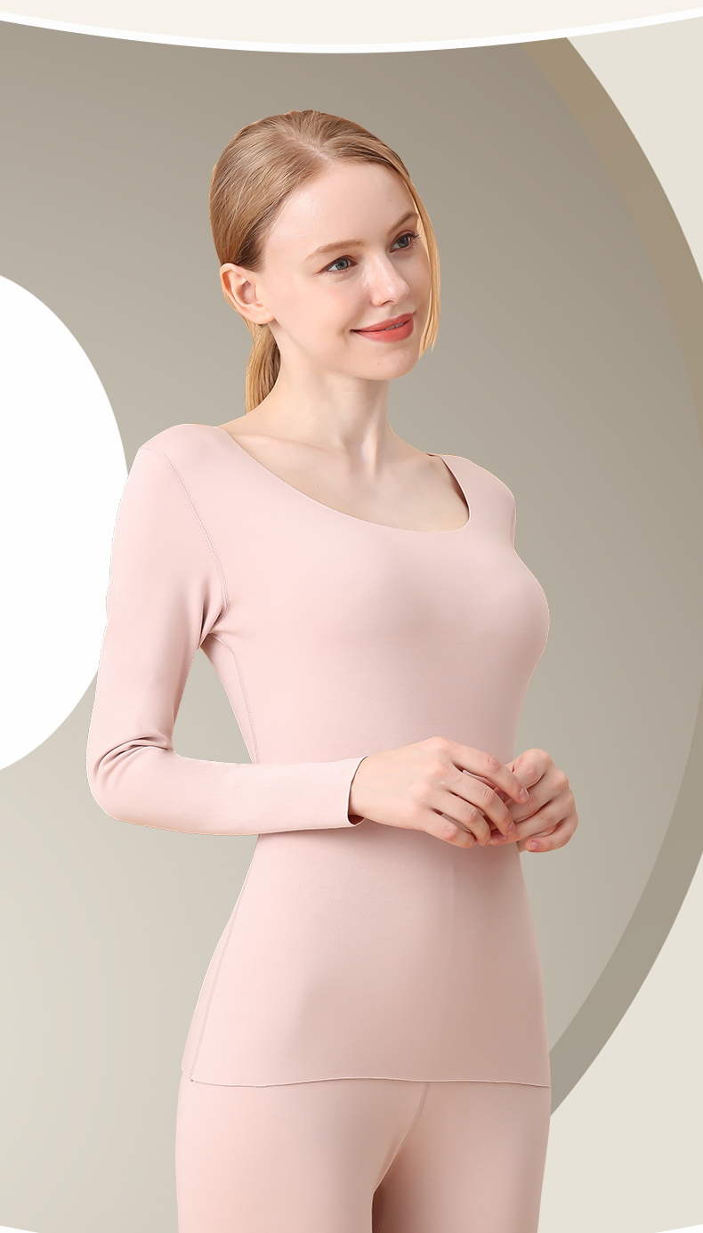 无痕保暖内衣女士上衣德绒自发热秋衣女生修身加绒打底衫冬季 mr-2件