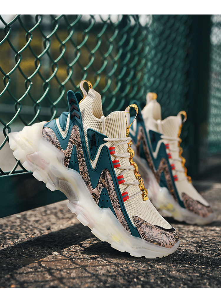 国潮篮球春季潮牌运动中帮白鞋中国风球鞋莆田高帮袜子潮鞋 国潮白aj