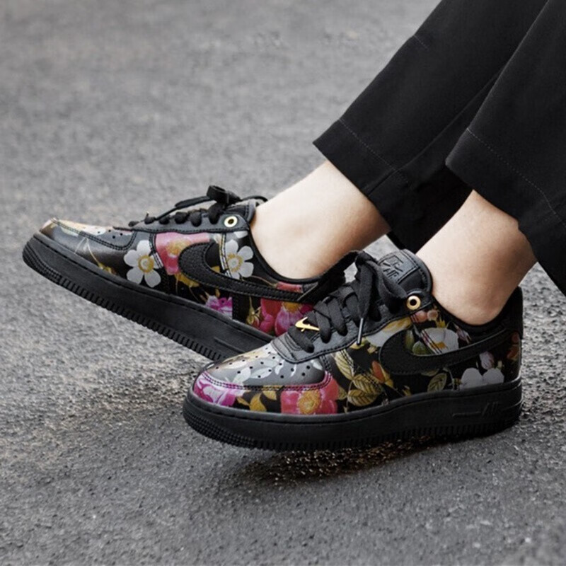 nike耐克女鞋新款airforce1花卉空军一号af1运动透气休闲鞋ao1017002