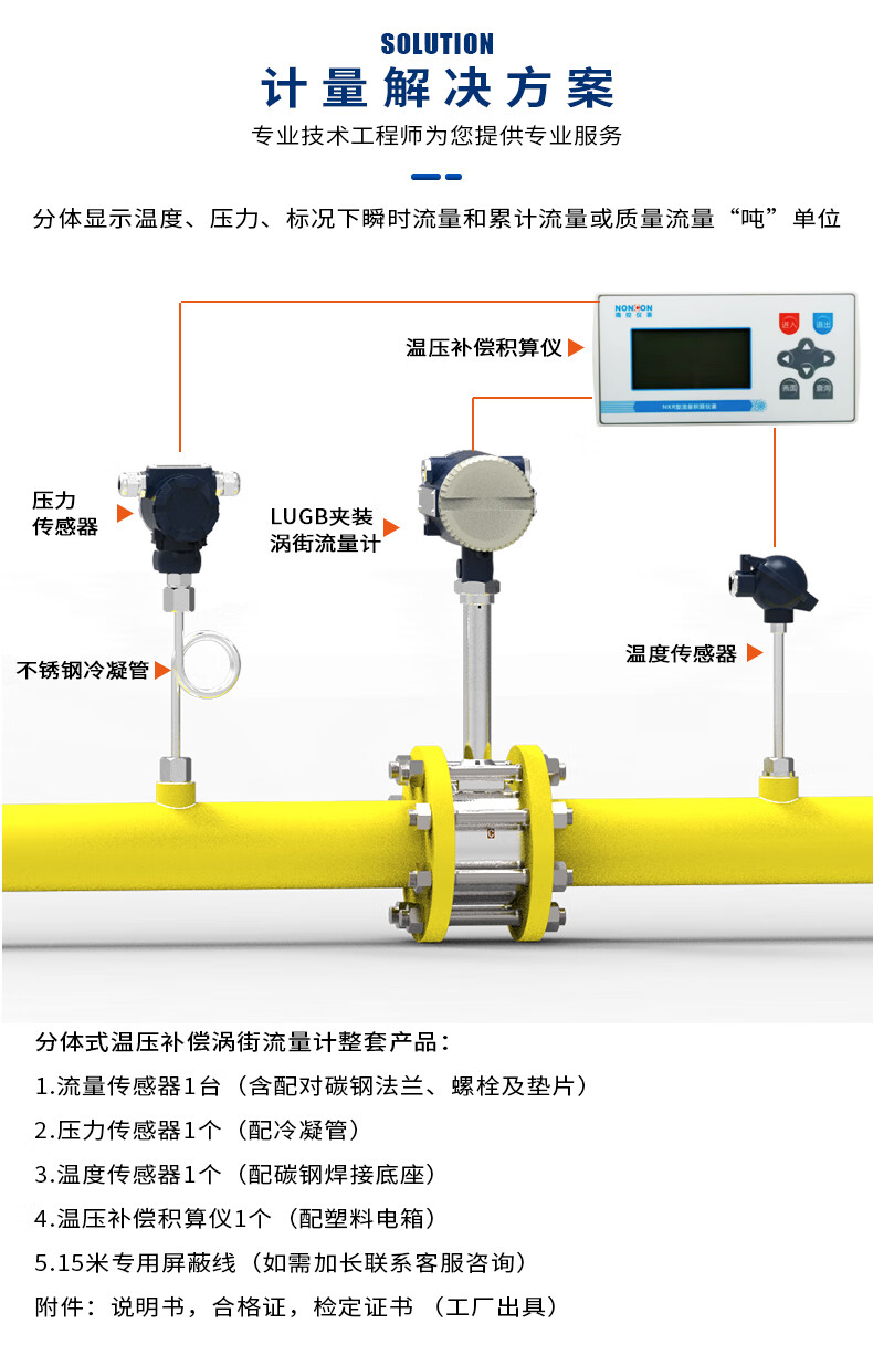 南控(noncon)渦街流量計蒸汽分體式壓縮空氣數顯氮氣防爆氣體流量計