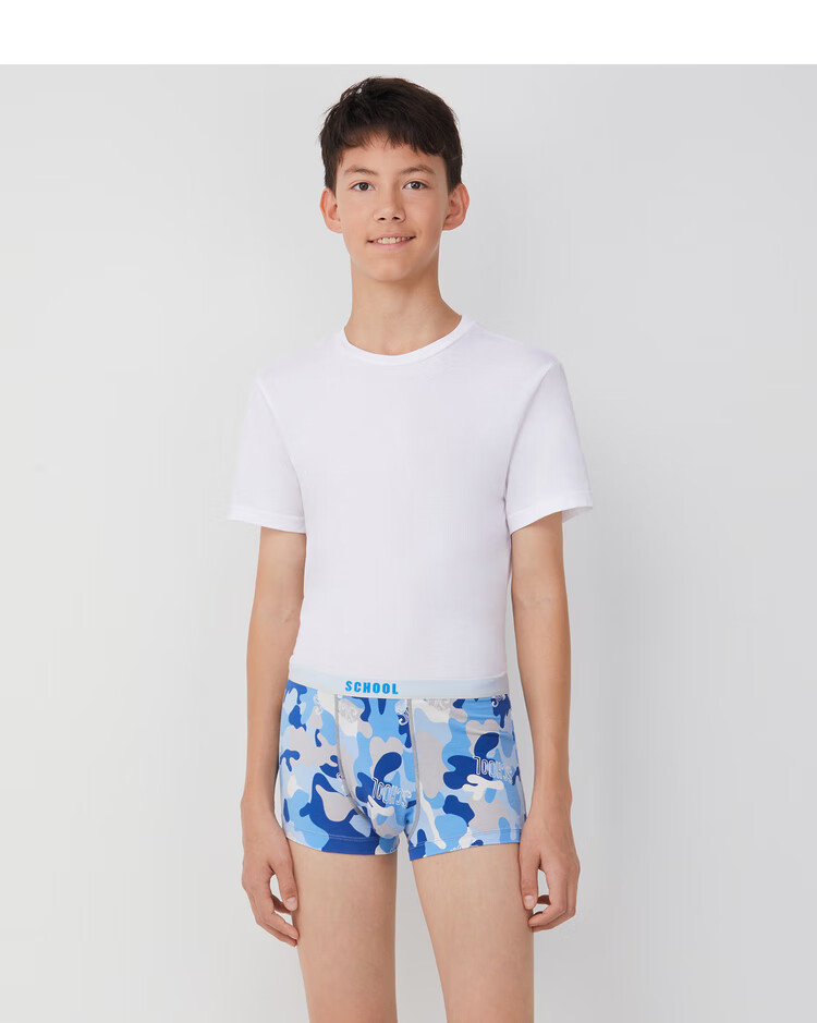 爱慕少年内裤男孩莫代尔印花初中生中腰平角裤素色内裤学生内裤印花