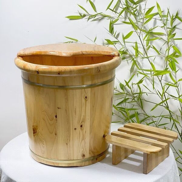 藏奥堂香柏木桶正品足疗店香柏木桶40双边加厚泡脚桶 40双边桶 熏脚凳