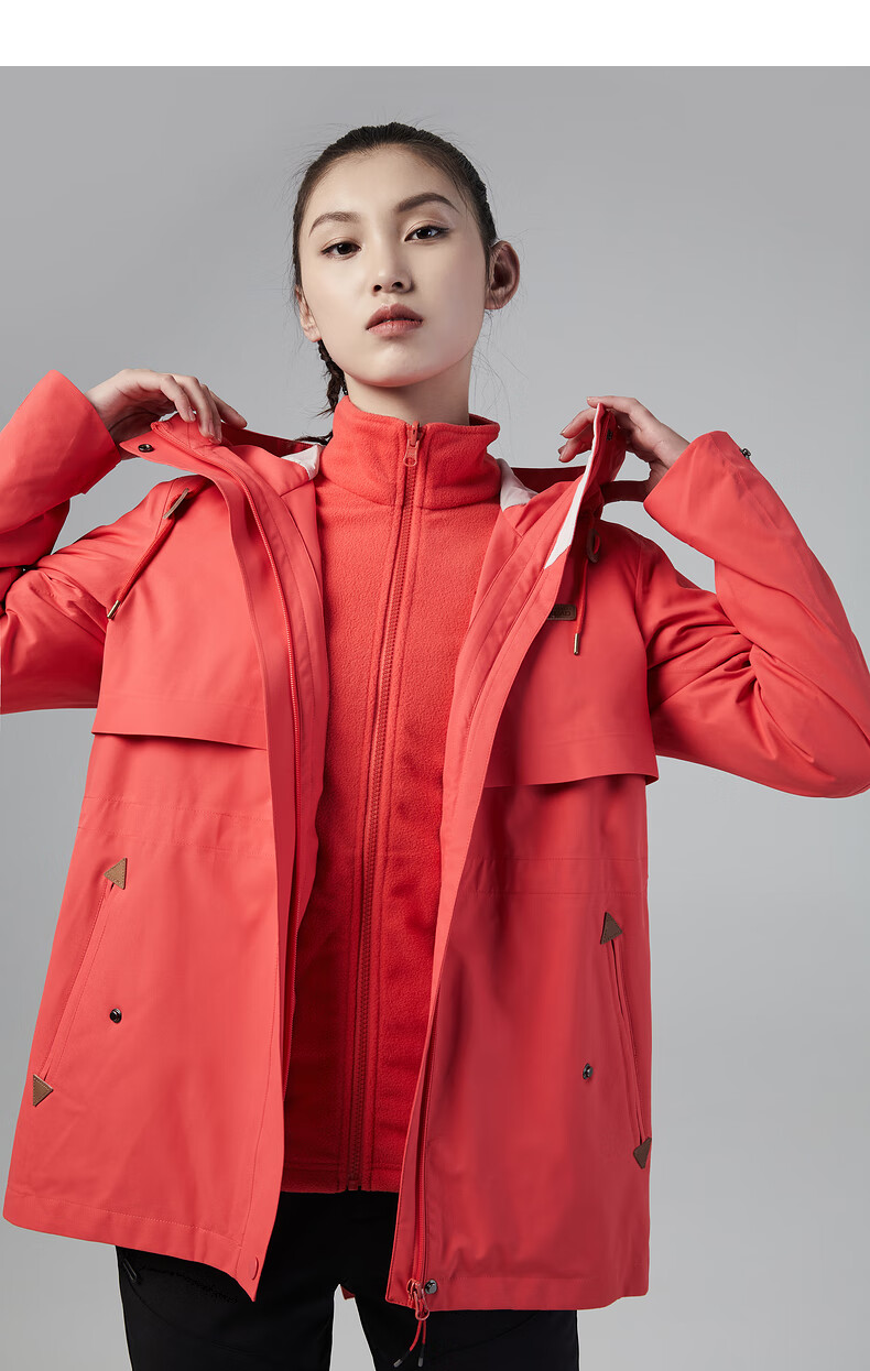 探路者冲锋衣女 抓绒内胆2020秋冬新款运动户外女式防水透湿保暖舒适