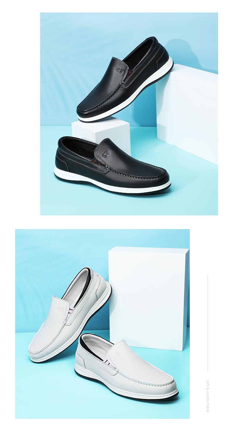 volo犀牛男鞋夏季镂空透气休闲皮鞋男士舒适软底冲孔皮鞋黑色系带款41