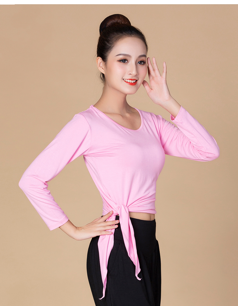 服装长袖上衣形体舞蹈练功服白色跳舞衣服女f4 黑色 s