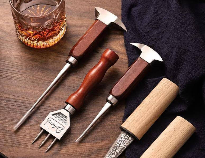 调酒师凿冰器不锈钢冰锥调酒师凿冰破冰工具酒吧单叉锥凿手凿冰球