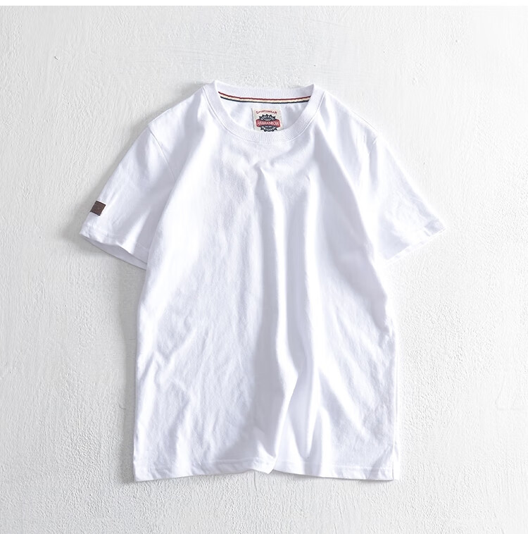 高品质纯色小白t水洗磨毛纯棉短袖t恤男2022夏季新款美式休闲宽松大码