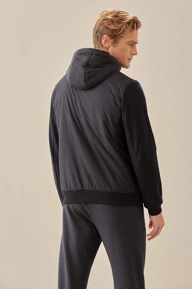 爱慕先生外套男士20aw酷感运动拉链长袖外套ns62d961 黑色 185