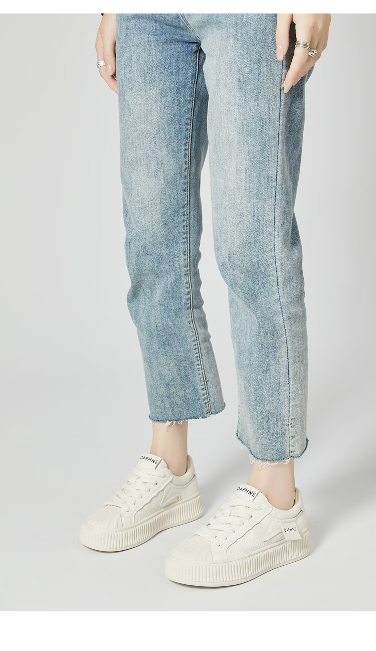 DAPHNE Thick-Soled White Sneakers for Women, New Style, High-End Versatile Casual Thick-Soled Sports Shoes, Beige, Size 39 3
