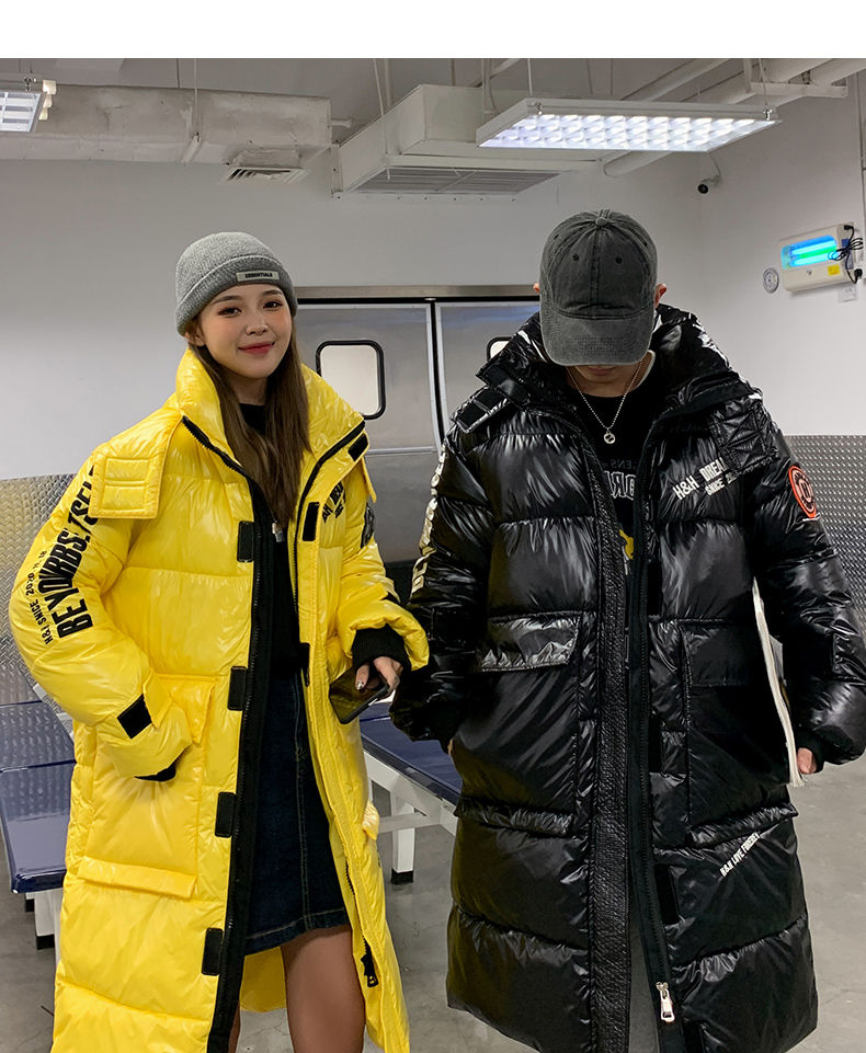 boyxco 中国有嘻哈pgone万磁王同款夹克国潮高街亮皮情侣中长款棉衣