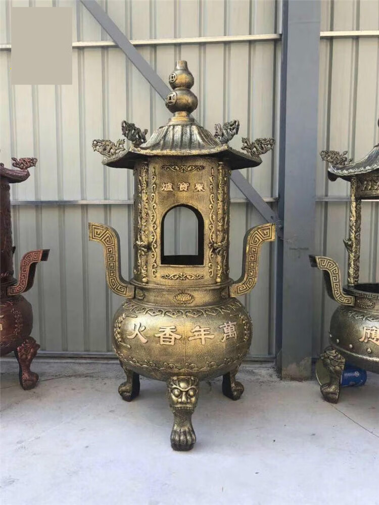 寺庙大烧香炉铸铁铜焚香炉大型佛寺炉宗祠庵堂焚金炉金银纸炉香炉长