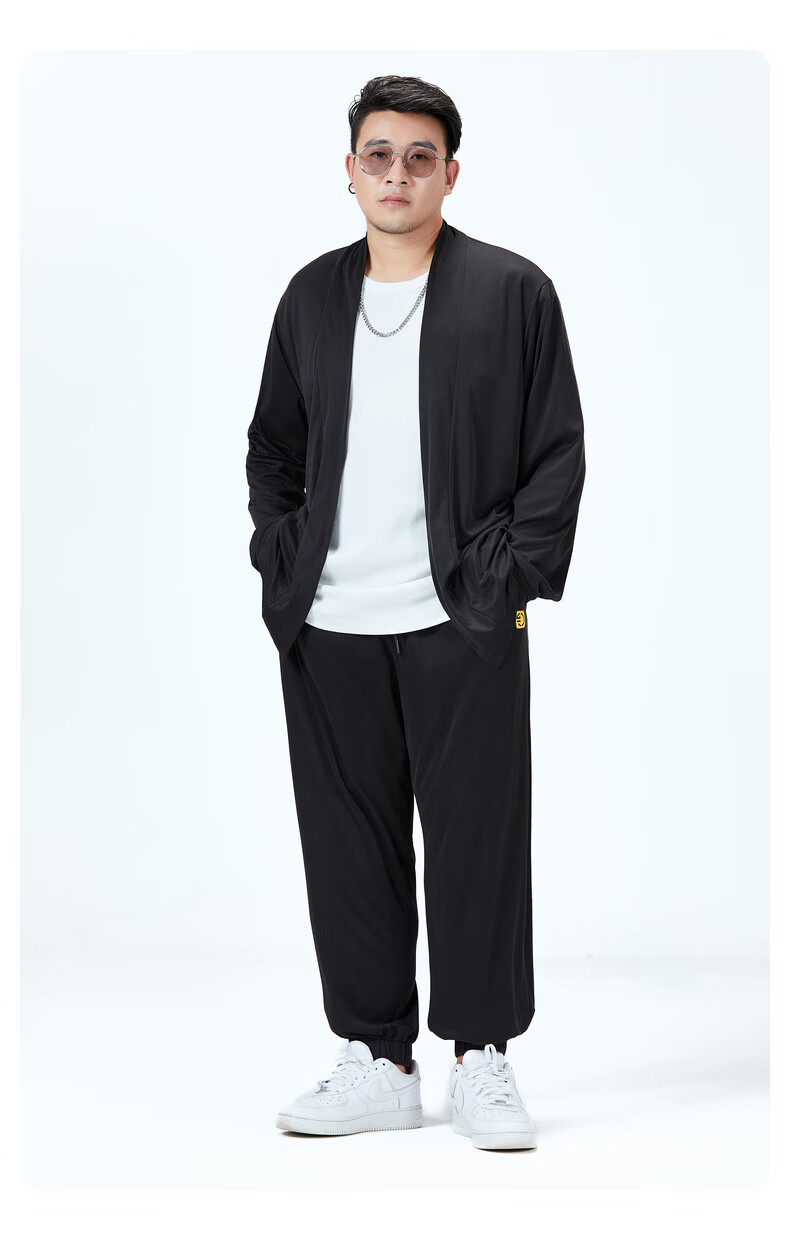 半墨大码男装复古中式挂领外套宽松加肥加大肥佬开衫秋季新款风衣大码