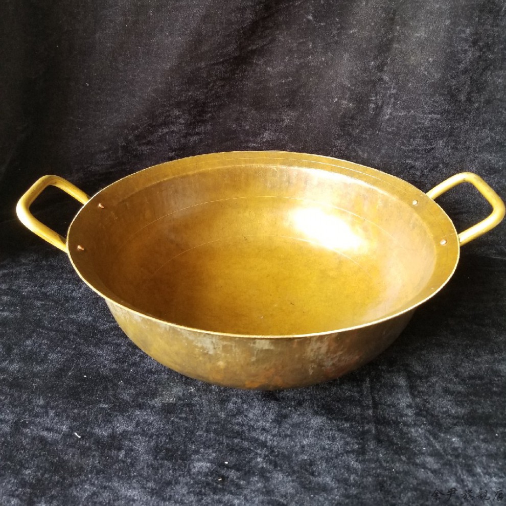 铜纯铜家用 铜锅家用纯铜老式手工炒菜锅饭店阿胶锅加厚双耳熬药锅