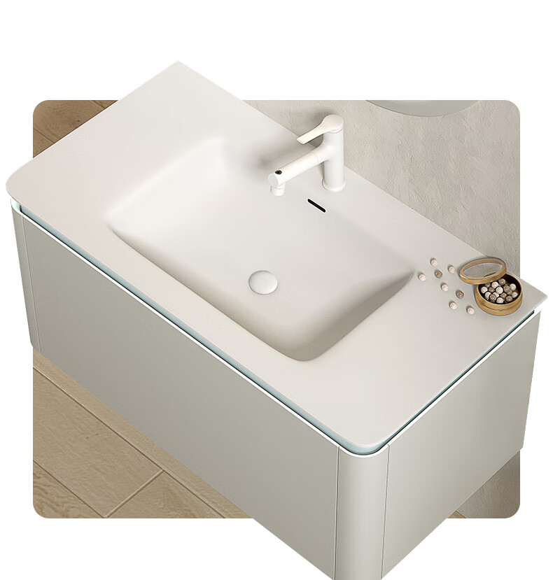 引凡 德国inh微晶石一体盆可丽耐一体盆浴室柜冰感氛围灯简约圆角洗脸