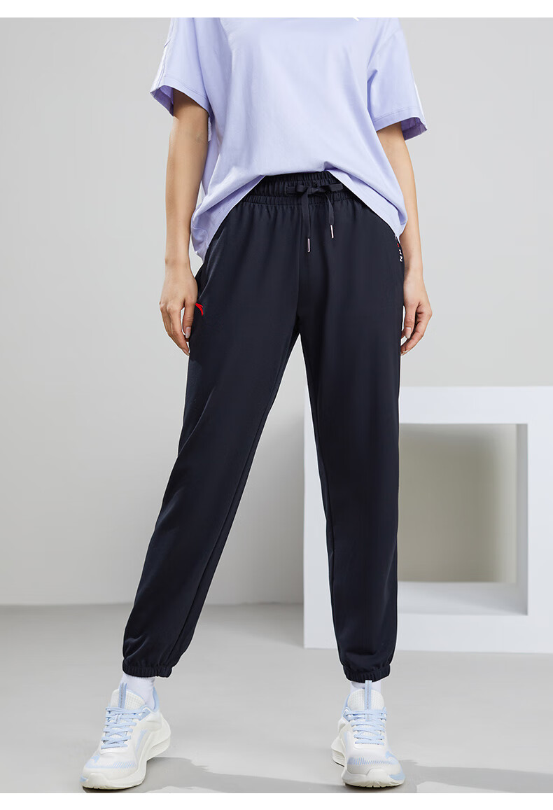 安踏(anta)【冰丝裤】安踏运动裤女梭织弹力九分裤秋冬季新款女士卫裤