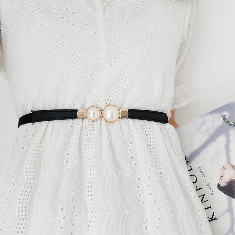 卡若登新品毛衣腰链珍珠束腰细腰带女松紧弹力配裙子装饰连衣裙百搭对